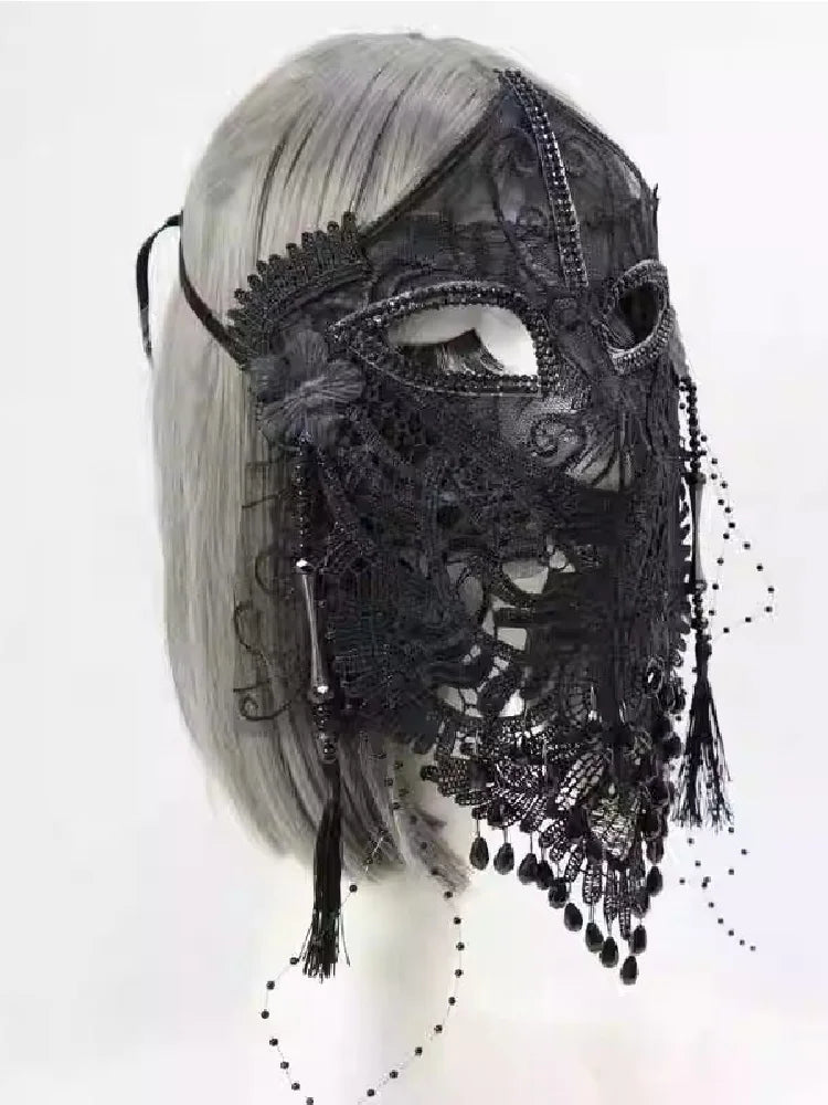 Beauty Mysterious Full Face Black Lace Veil Mask Holiday