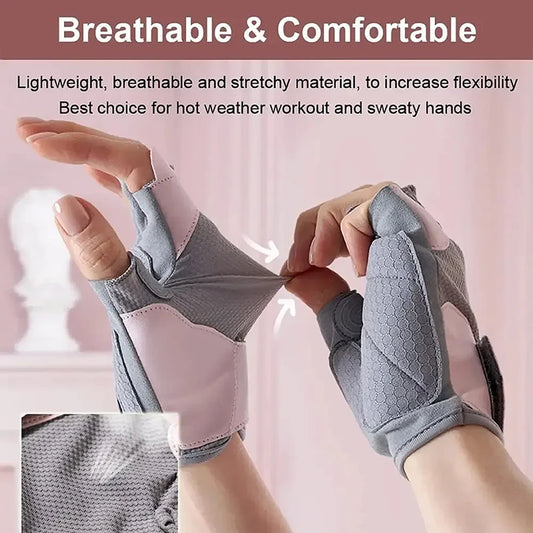 Fitness gloves - anti-slip anti-curl semi-fingered