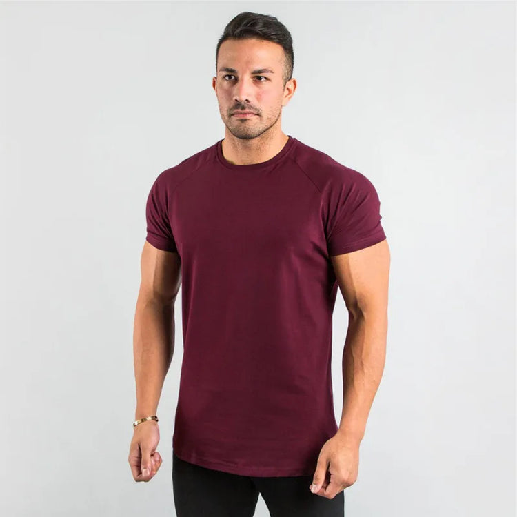 Fitness T-Shirt Men Bodybuilding Short Sleeve Sport Running