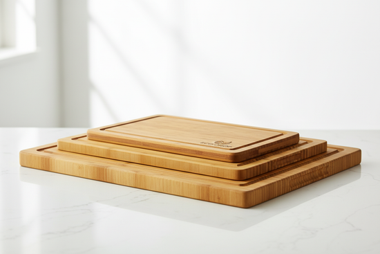 Bamboo Cutting Board Set - 3 Piece with Juice Groove