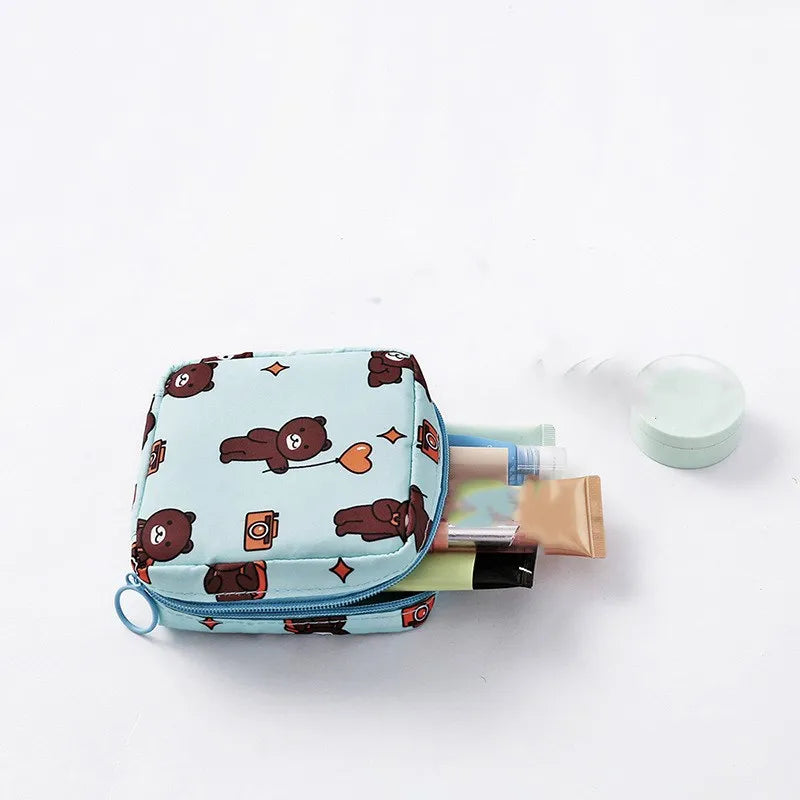 Heart Print Sanitary Napkins Storage Bag Feminine Period