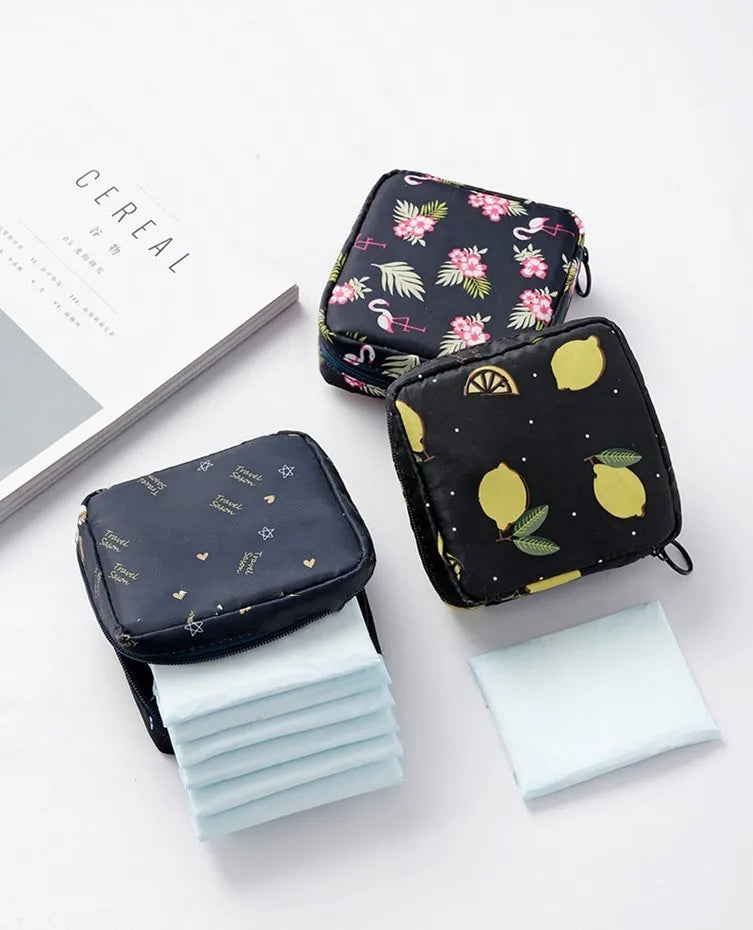 Heart Print Sanitary Napkins Storage Bag Feminine Period