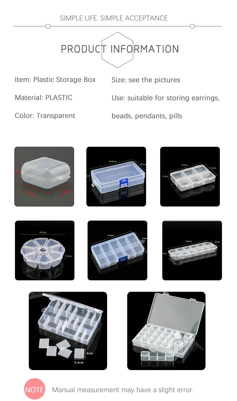 Transparent Plastic Storage Jewelry Box Compartment