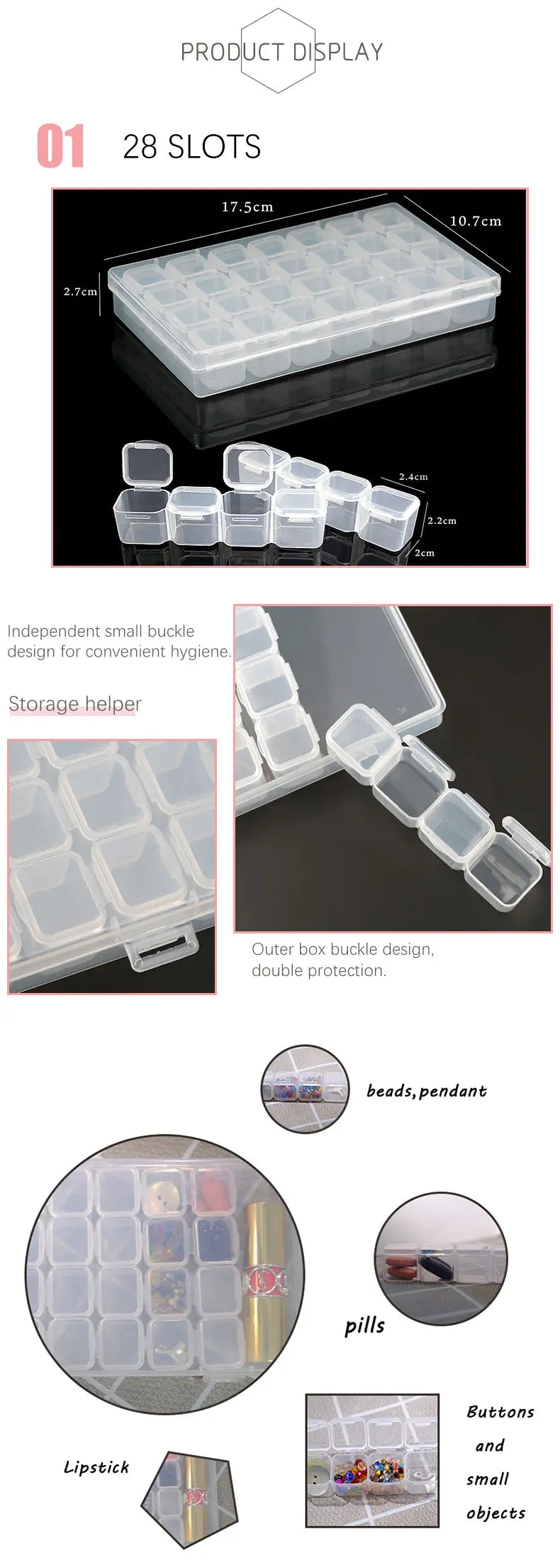 Transparent Plastic Storage Jewelry Box Compartment