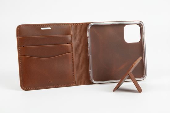 Leather Wallet Phone Case - Card Holder with Kickstand
