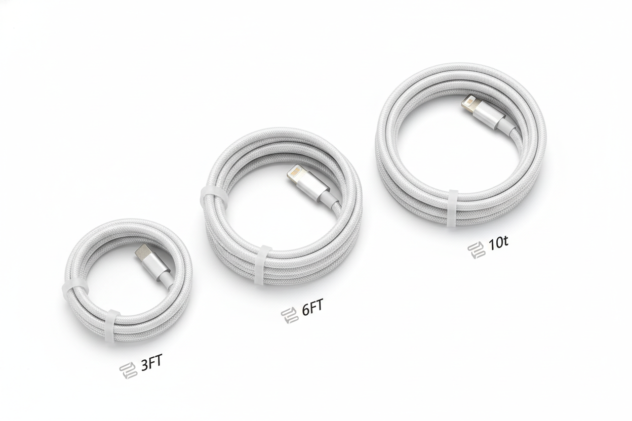 Lightning Cable 3-Pack - 3ft, 6ft, 10ft Charging Cords
