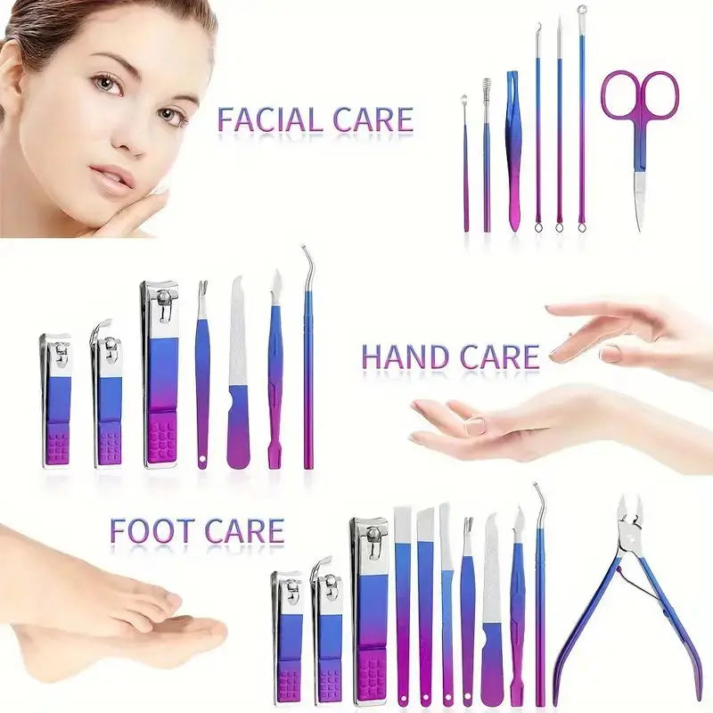 9-18pcs Set Professional Stainless Steel Manicure & Pedicure