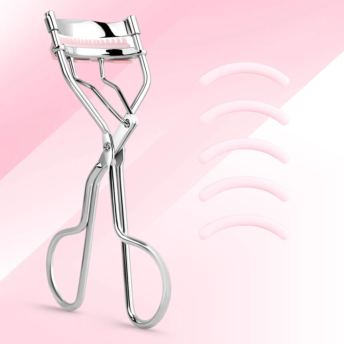 1 portable eyelash curler with 5 silicone pads