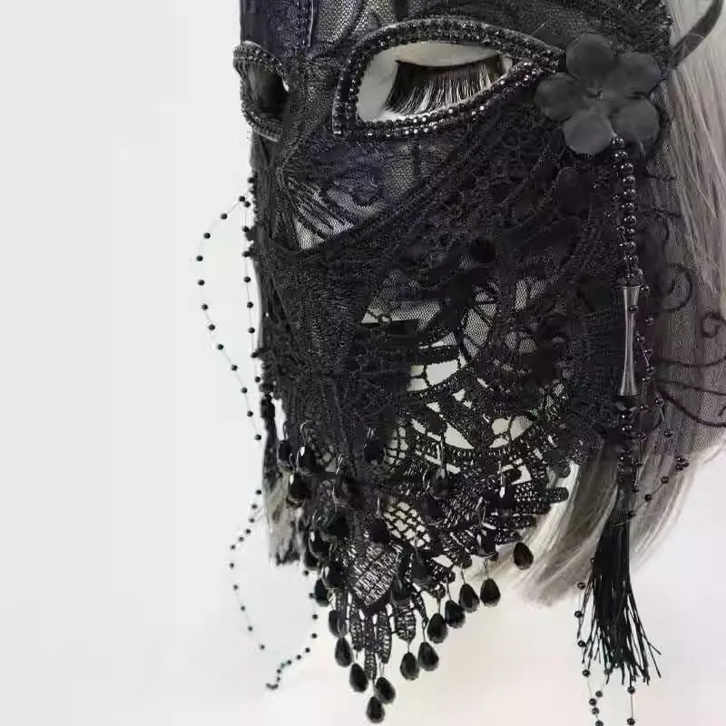 Beauty Mysterious Full Face Black Lace Veil Mask Holiday