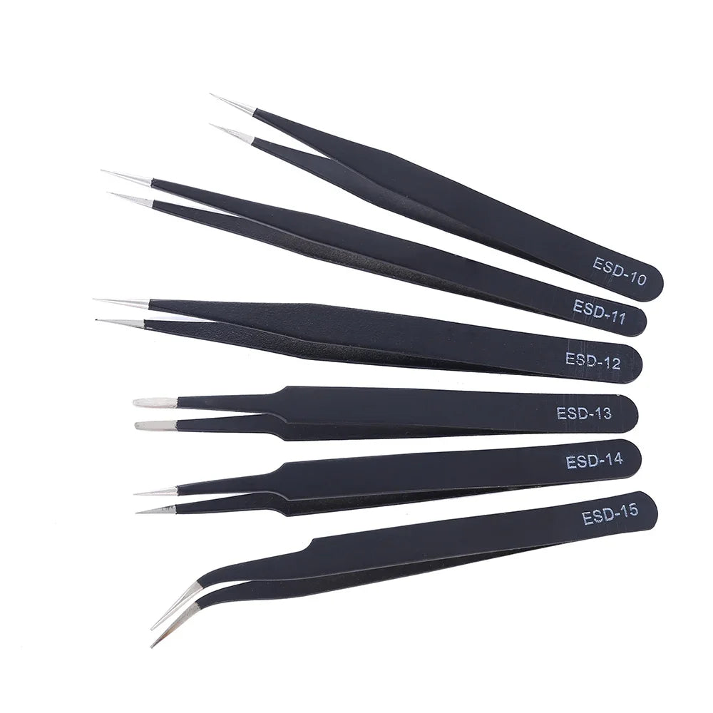 6Pcs Anti-static ESD Tweezers Maintenance