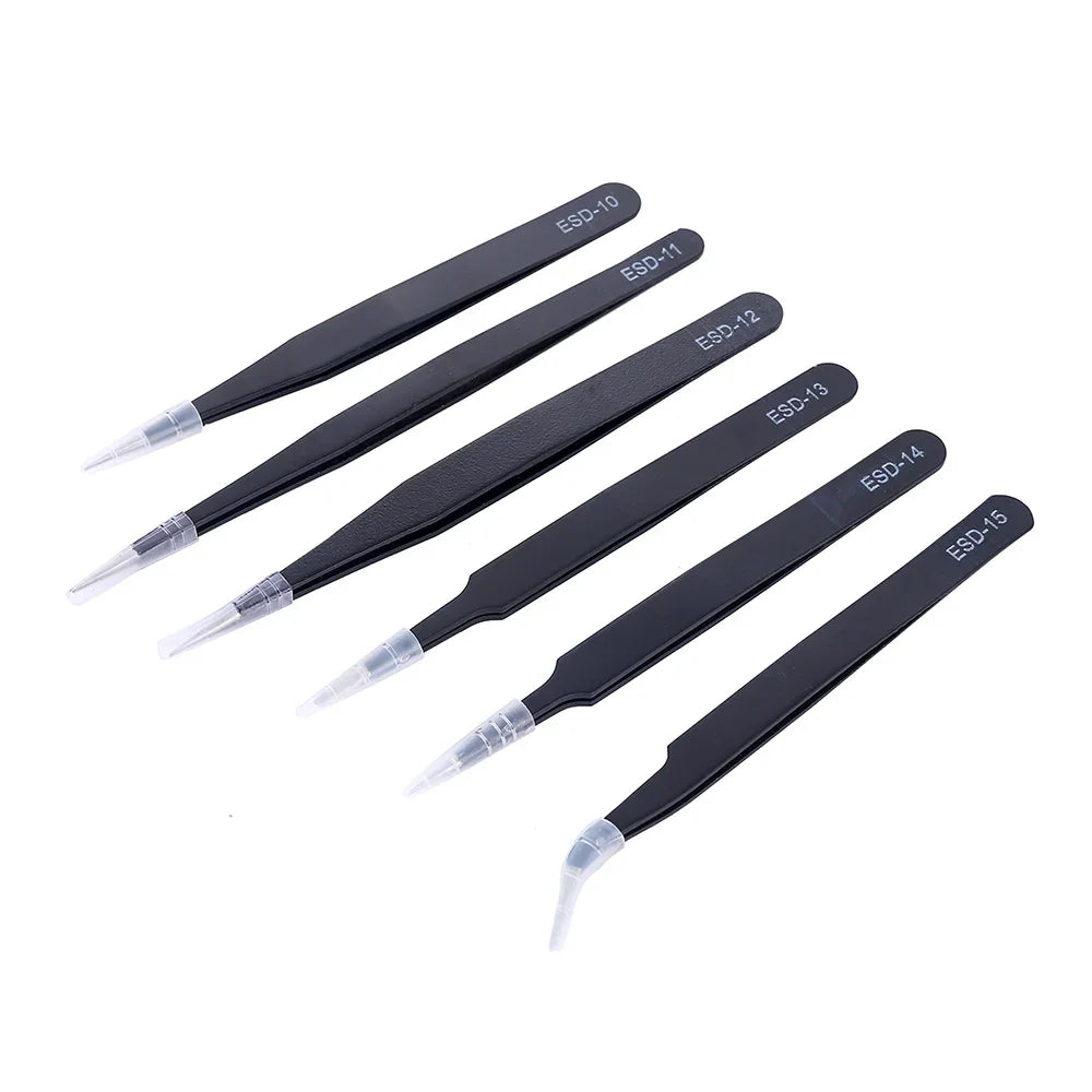 6Pcs Anti-static ESD Tweezers Maintenance