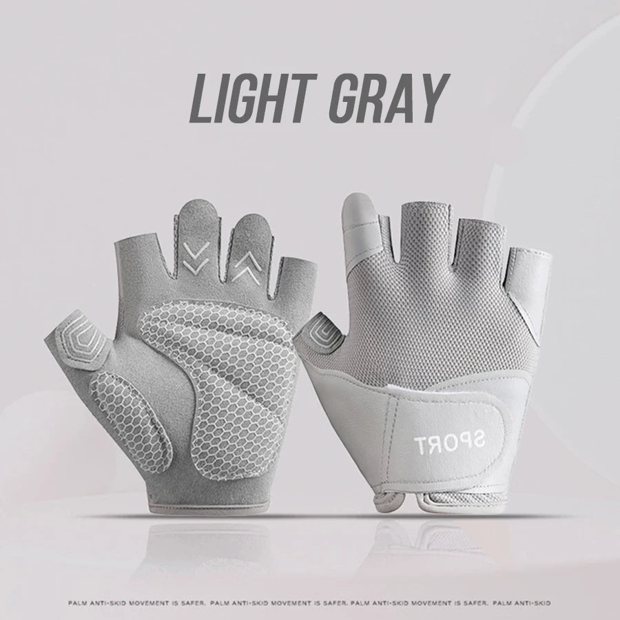 Fitness gloves - anti-slip anti-curl semi-fingered