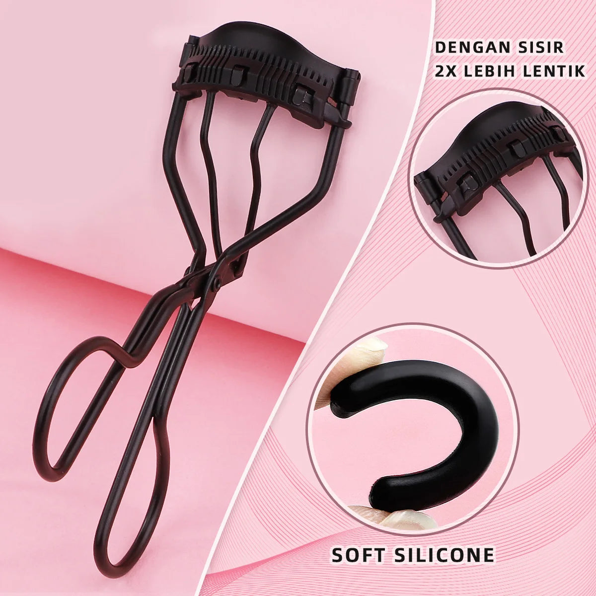 1 portable eyelash curler with 5 silicone pads