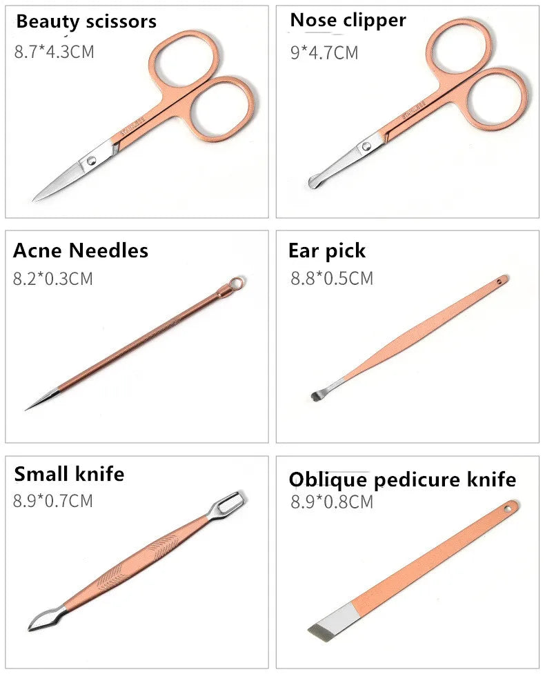 New Rose Gold& Black Nail Scissors Set Nail Clippers