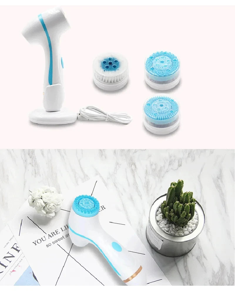 3 In 1 Electric Cleansing Brush Vibrations Facial Cleaner