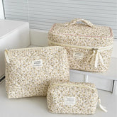 1PC Pink Strawberry Women Cosmetic Quilted Bag in a floral design, ideal for cosmetic storage by Airfriend.