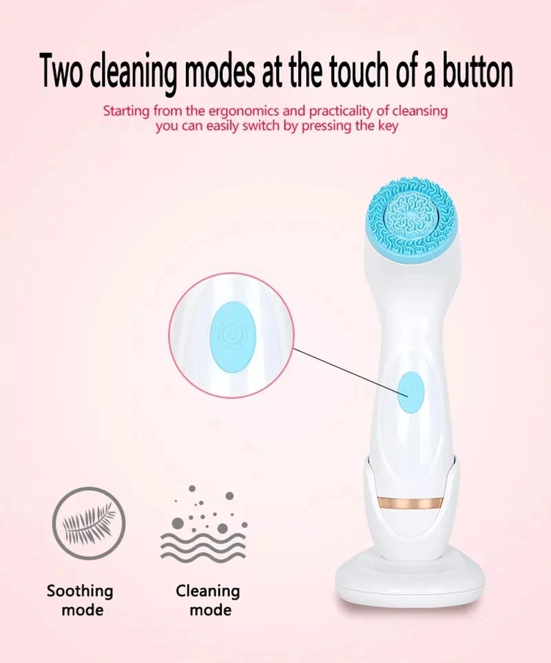 3 In 1 Electric Cleansing Brush Vibrations Facial Cleaner