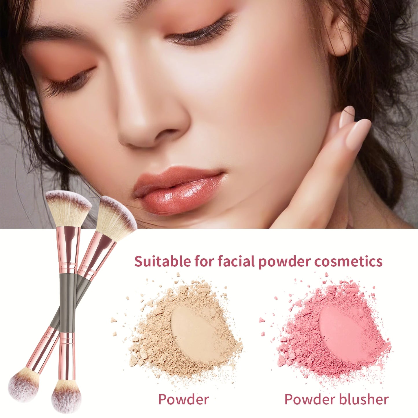 Dual-Ended Makeup Brush Blending & Blush Tool