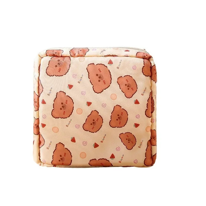 Heart Print Sanitary Napkins Storage Bag Feminine Period
