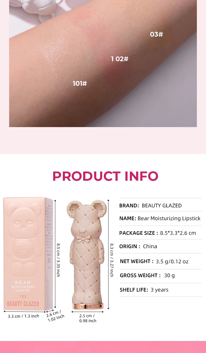 Beauty Glazed Bear Moisturizing Lipstick Colored Lip Balm