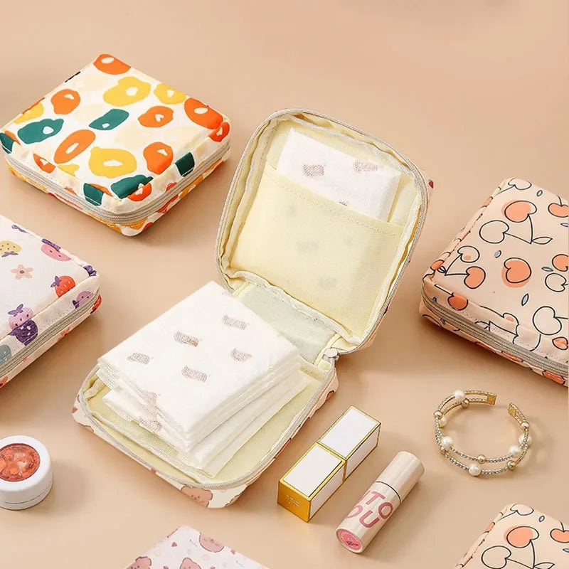 Heart Print Sanitary Napkins Storage Bag Feminine Period