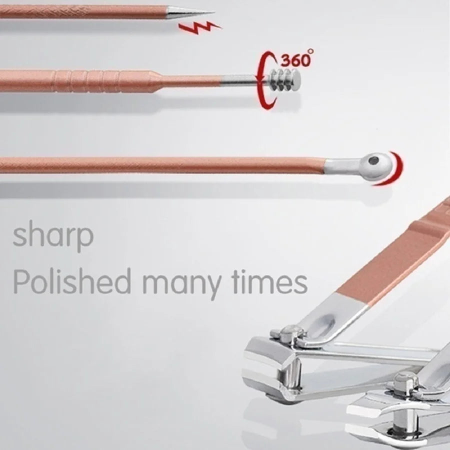 New Rose Gold& Black Nail Scissors Set Nail Clippers