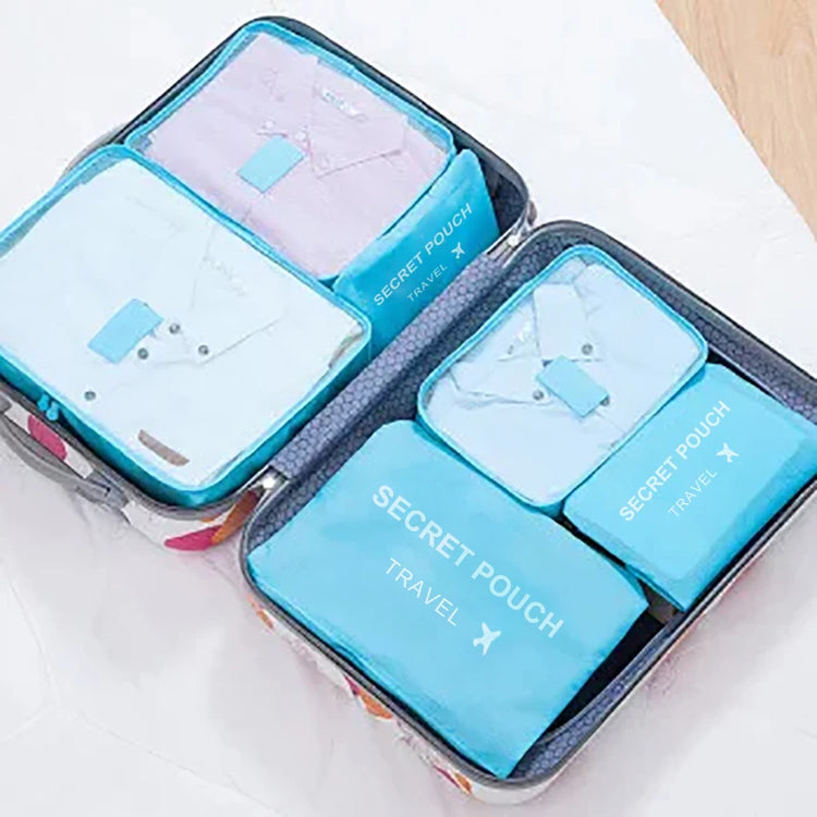 6 PcsSet PinkBlueGrey Travel Storage Bag