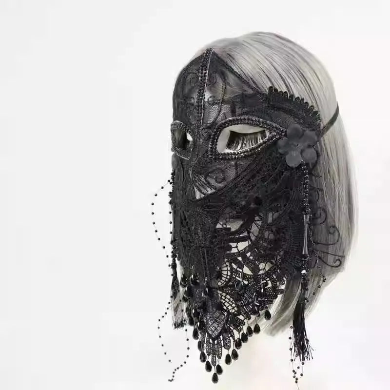 Beauty Mysterious Full Face Black Lace Veil Mask Holiday