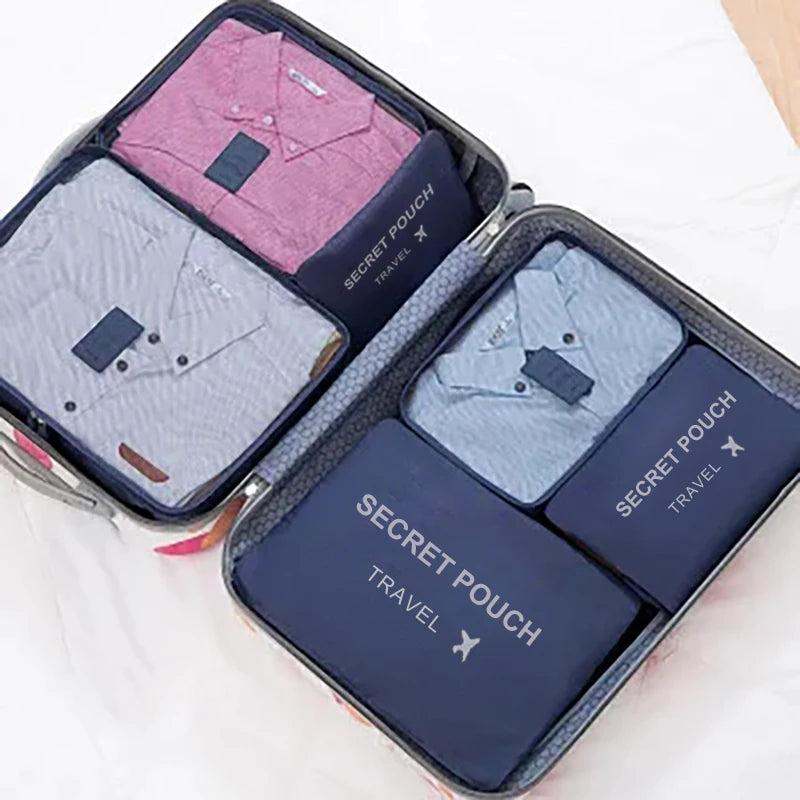 6 PcsSet PinkBlueGrey Travel Storage Bag