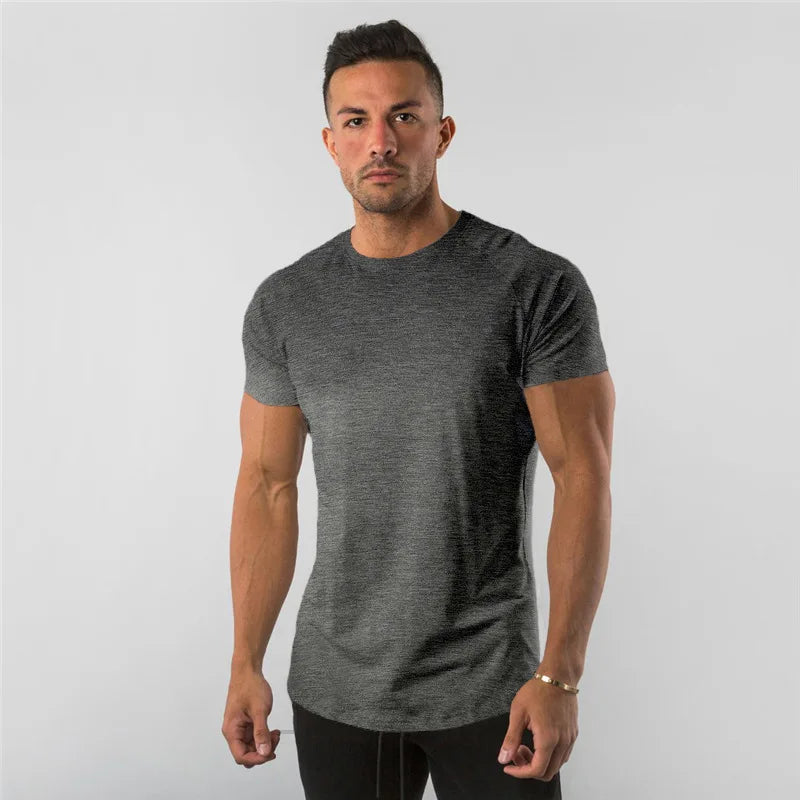 Fitness T-Shirt Men Bodybuilding Short Sleeve Sport Running