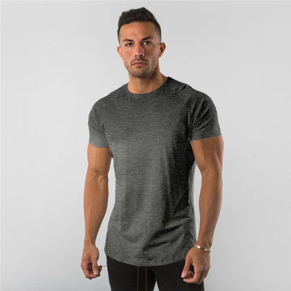 Fitness T-Shirt Men Bodybuilding Short Sleeve Sport Running