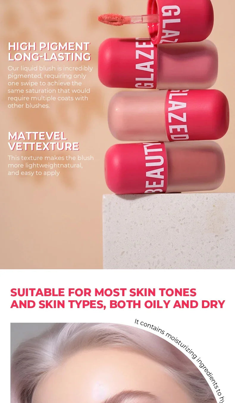 BEAUTY GLAZED 5 Colors Blush Serum Long Lasting Waterproof