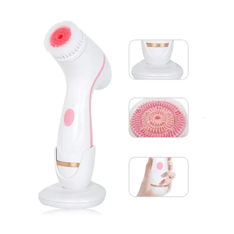 3 In 1 Electric Cleansing Brush Vibrations Facial Cleaner