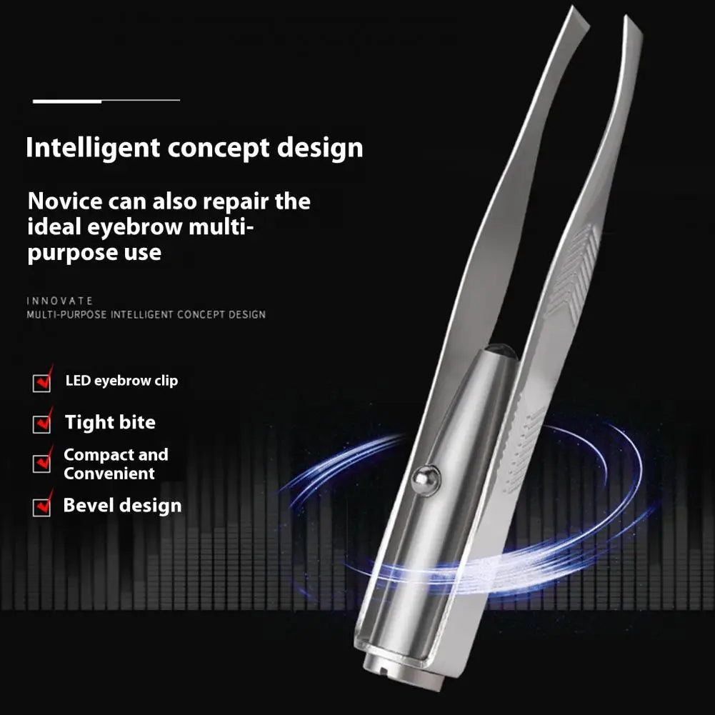 Stainless Steel Eyebrow Clip with LED Light
