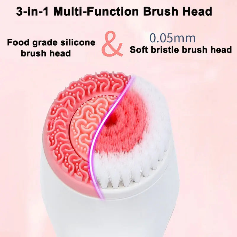 3 In 1 Electric Cleansing Brush Vibrations Facial Cleaner