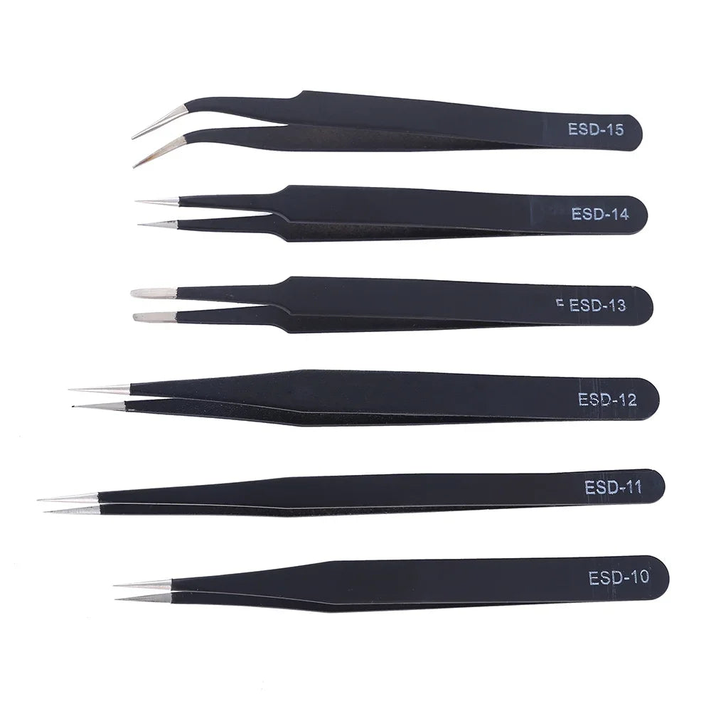 6Pcs Anti-static ESD Tweezers Maintenance