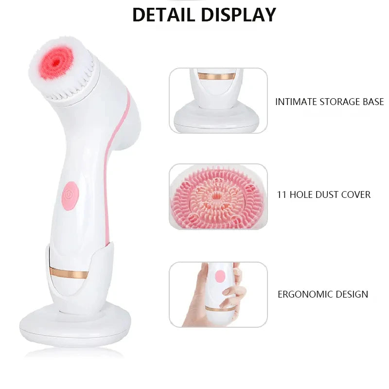 3 In 1 Electric Cleansing Brush Vibrations Facial Cleaner
