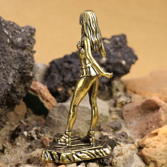 Brass Beautiful Girl Model Small Statue Beauty Lady