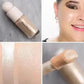 Rare Beauty Liquid Blush in a bottle with swatches on skin and a smiling person's face showcasing the product.