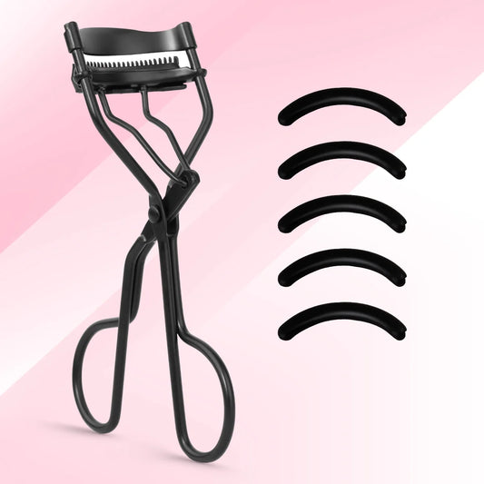 1 portable eyelash curler with 5 silicone pads