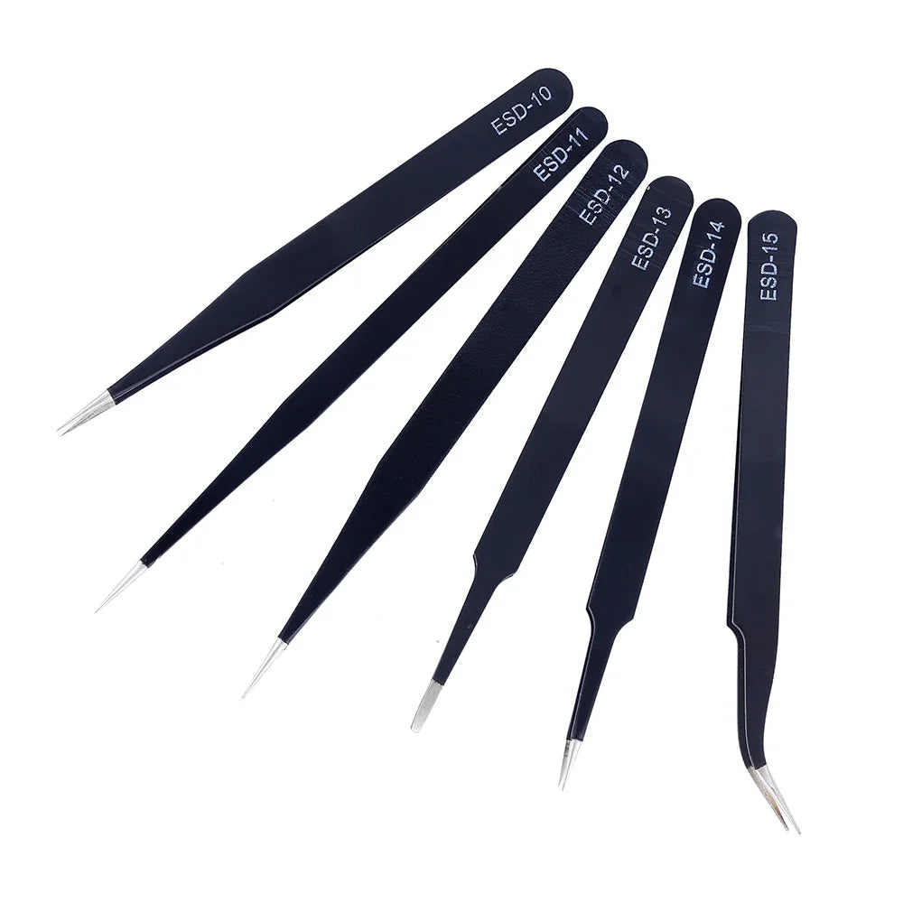 6Pcs Anti-static ESD Tweezers Maintenance