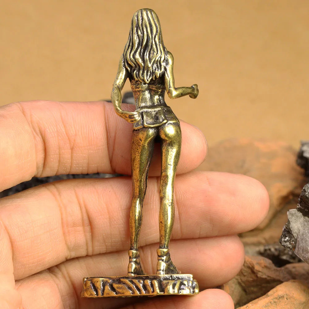 Brass Beautiful Girl Model Small Statue Beauty Lady
