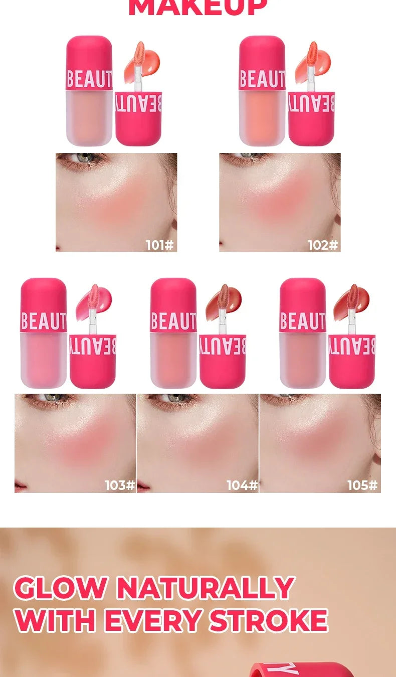 BEAUTY GLAZED 5 Colors Blush Serum Long Lasting Waterproof