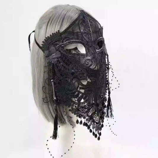 Beauty Mysterious Full Face Black Lace Veil Mask Holiday