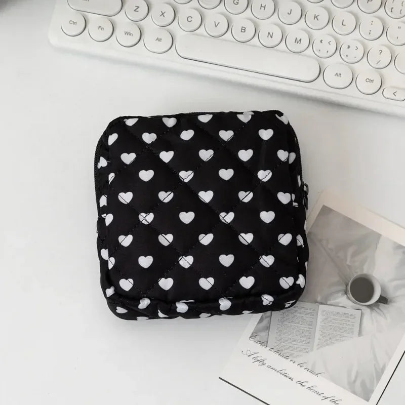 Heart Print Sanitary Napkins Storage Bag Feminine Period