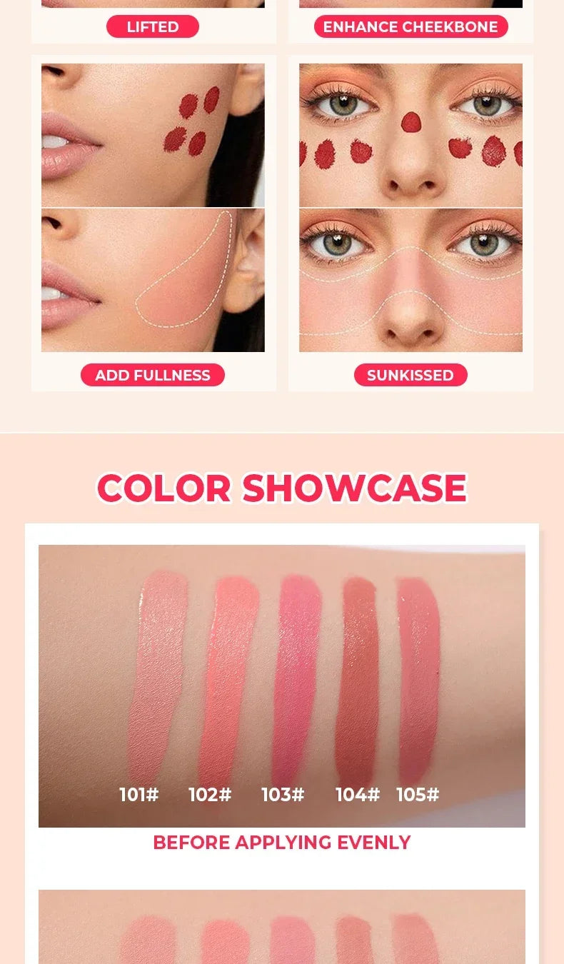 BEAUTY GLAZED 5 Colors Blush Serum Long Lasting Waterproof