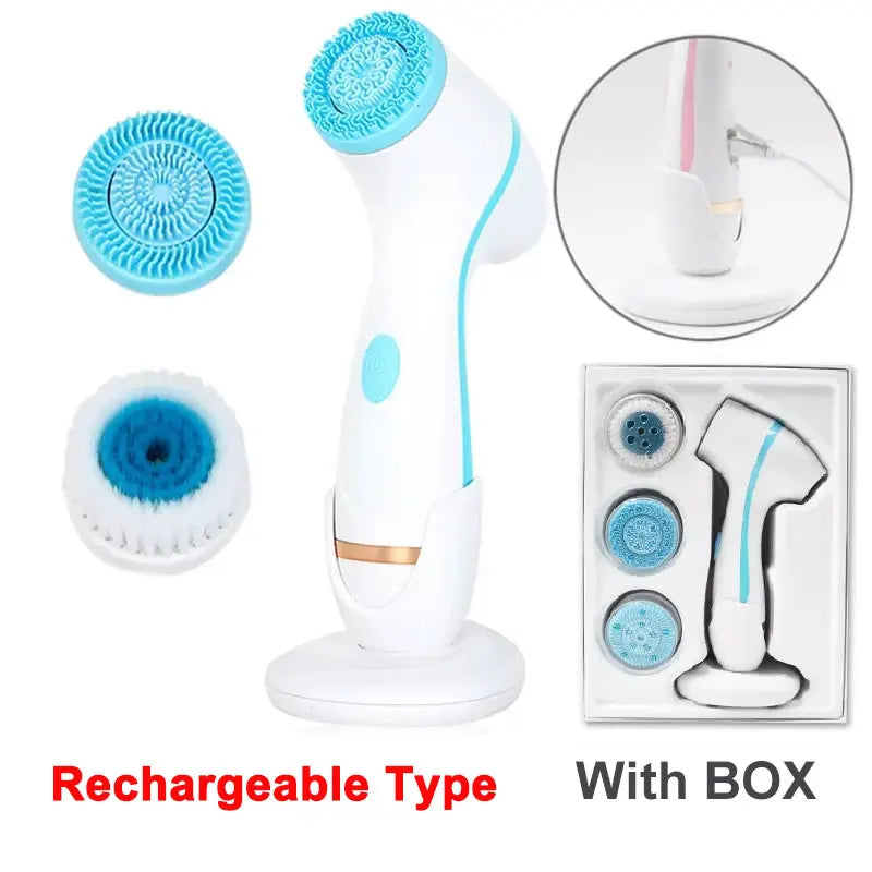 3 In 1 Electric Cleansing Brush Vibrations Facial Cleaner