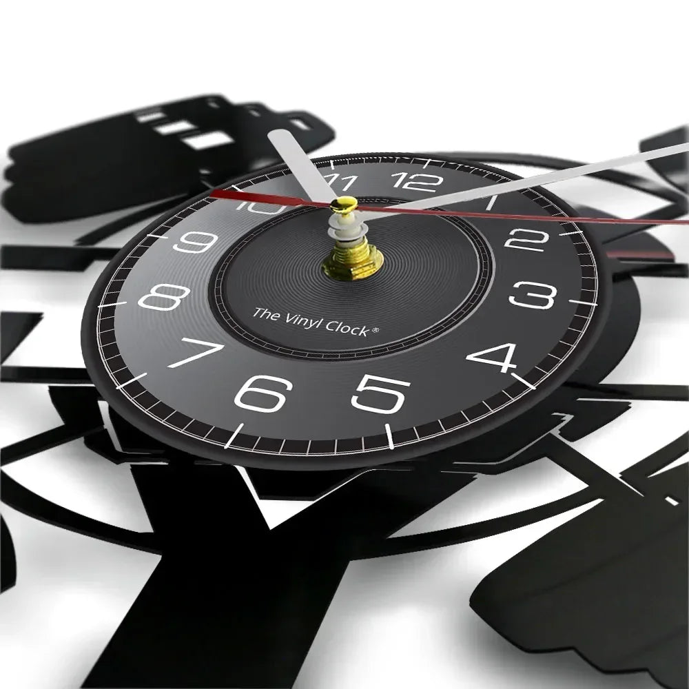 Fitness Wall Clock Vinyl Record LED Backlight Design