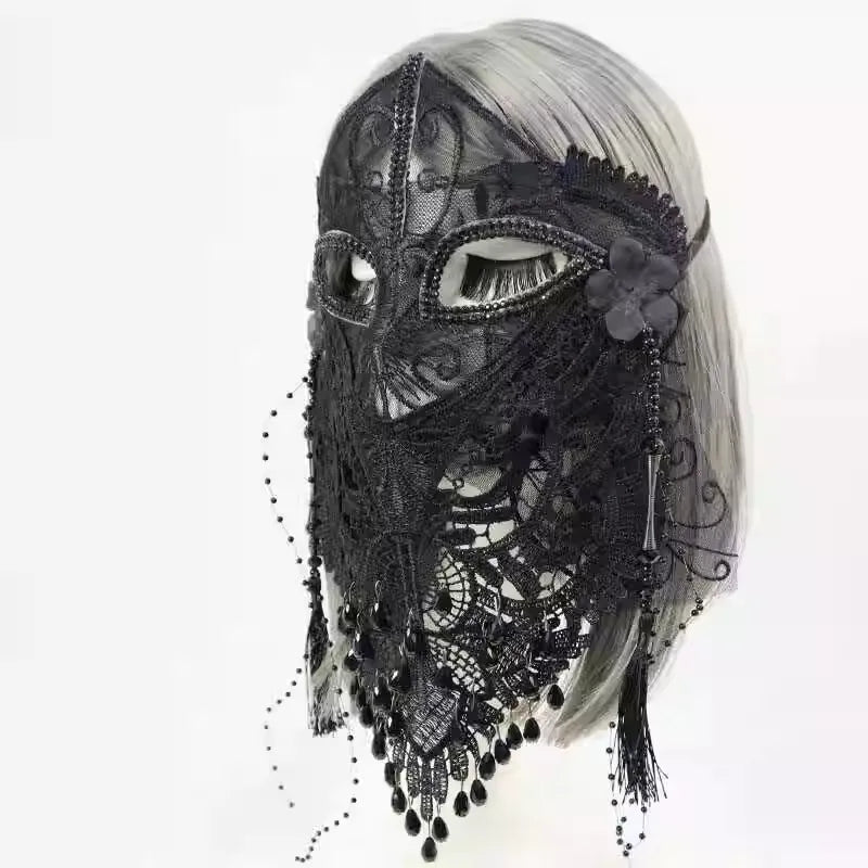 Beauty Mysterious Full Face Black Lace Veil Mask Holiday