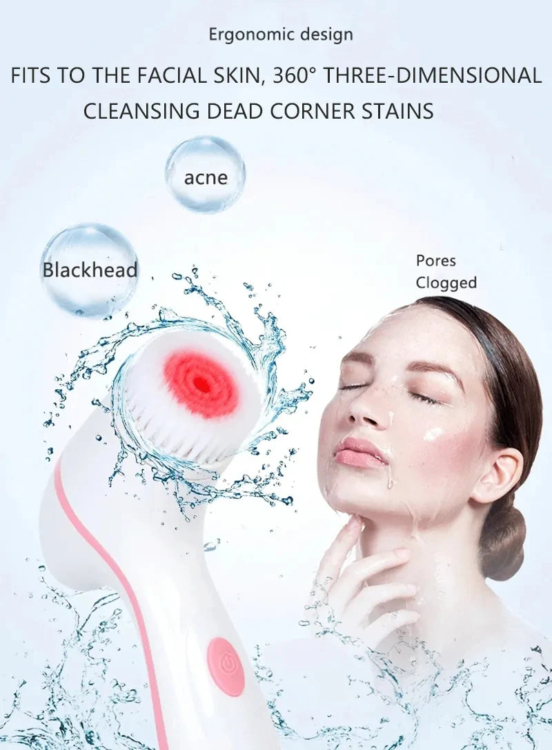 3 In 1 Electric Cleansing Brush Vibrations Facial Cleaner